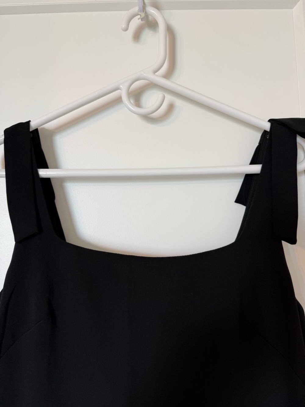 Ann Taylor Black Square Neckline, Bows on Shoulder Mini Dress - Picture 2 of 8